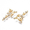 Brass Micro Pave Clear Cubic Zirconia Peg Bails Chandelier Component Links KK-S356-328-NF-2