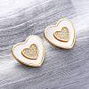 Heart Brass Micro Pave Clear Cubic Zirconia Stud Earrings KK-D363-12B-G-4