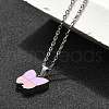 304 Stainless Steel Lilac and Pink Enamel Butterfly Cinerary Casket Pendant Necklaces NJEW-V002-01P-2