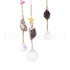 Natural Amethyst Chips Beaded Moon Hanging Sun Catchers HJEW-M004-13-2