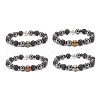 4Pcs 4 Color Natural Lava Rock & Synthetic Hematite Stretch Bracelets Set BJEW-JB07881-1