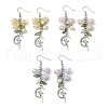3 Pairs 3 Colors Shell Pearl Beads & Imitation Jelly Acrylic Dangle Earrings EJEW-TA00573-1