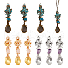 9Pcs Tibetan Style Alloy &  Gemstone Bead Big Pendants PALLOY-GA00010-1