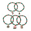 5Pcs Christmas Theme Glass Beaded Stretch Bracelets BJEW-JB11184-1