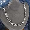 304 Stainless Steel Oval Heart Link Chain Necklaces for Women NJEW-B123-01P-1