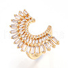 Brass Micro Pave Clear Cubic Zirconia Cuff Rings for Women KK-T074-05G-4