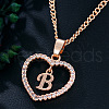 Alloy Crystal Rhinestone Heart with Initial Pendant Necklaces WGD4CFD-02-1