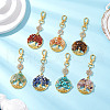 Chakra Natural & Synthetic Gemstone Chips Beads & Alloy Tree of Life Pendant Decorations HJEW-JM03129-1