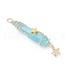 3Pcs 3 Styles Electroplated Natural Quartz Crystal Pointed Copper Wire Wrapped Pendants PALLOY-JF03766-04-4