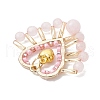 Natural Rose Quartz & Glass Seed Beads Pendants PALLOY-MZ00444-01-4