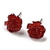 Resin Rose Flower Stud Earrings with 316 Stainless Steel Pins EJEW-D070-01B-1