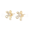 Brass Micro Pave Cubic Zirconia Stud Earring Findings KK-E107-17G-1