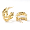 Brass Half Hoop Earrings EJEW-A056-09G-2
