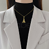 Brass Micro Pave Clear Cubic Zirconia Eiffel Tower Love Pendant Necklaces FS-WG3E8D3-01-3