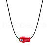 Fish Porcelain Pendant Black Wax Cord Necklaces FS-WG7FFA4-05-2