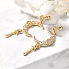Moon Brass Micro Pave Clear Cubic Zirconia Dangle Stud Earrings EJEW-C126-10G-2