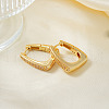 Retro Shiny Brass Clear Cubic Zirconia Trapezoid Hoop Earrings LY2718-1-2