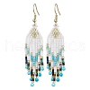 Woven Seed Beads & Natural Magnesite Tassel Earrings EJEW-MZ00154-04-1