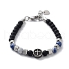 Cross Natural & Synthetic Mixed Gemstone Round Beaded Bracelets BJEW-Q334-09-2