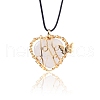Natural Quartz Crystal Metal Wire Wrapped Heart Pendants PW-WG13885-06-1