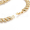 Brass Micro Pave Clear Cubic Zirconia Leaf Link Chain Bracelets for Women ZIRC-T016-08G-4