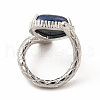 Natural Lapis Lazuli Heart with Snake Open Cuff Ring RJEW-P082-02P-10-4
