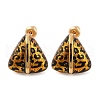 Leopard Print Brass Enamel Stud Earrings for Women EJEW-U055-12C-G-2