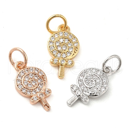 Brass Micro Pave Clear Cubic Zirconia Pendants KK-K349-14-1