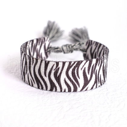 Zebra-stripe Pattern Polyester Cord Adjustable Bracelets BJEW-B127-01A-1
