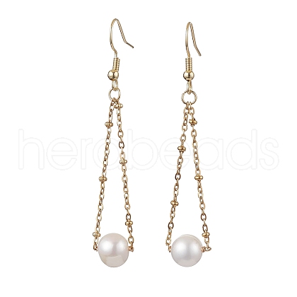 Mother's Day Jewellery Natural Cultured Freshwater Pearl Dangle Earrings X-EJEW-JE05936-02-1