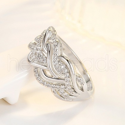 Brass Micro Pave Cubic Zirconia Finger Rings FS-WG45EDE-01-1