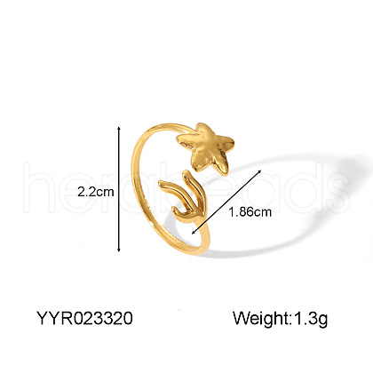 Stainless Steel Adjustable Cuff Open Rings for Women WC3865-2-1