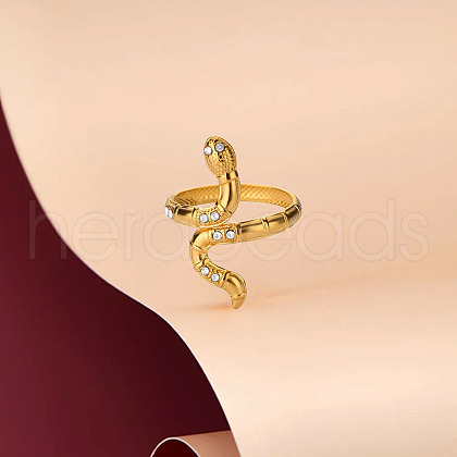 Retro Royal Style Stainless Steel with Cubic Zirconia Cuff Rings for Women FS-WG343E9-10-1