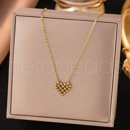 304 Stainless Steel Cluster Heart Pendant Necklaces for Women Men NJEW-Q028-11G-1