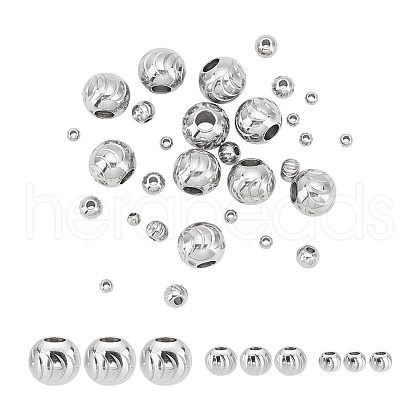 Unicraftale 30Pcs 3 Style 201 Stainless Steel Beads STAS-UN0045-48-1