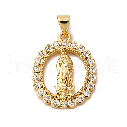 Brass Micro Pave Clear Cubic Zirconia Pendants ZIRC-G152-48G-1-1