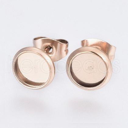 Ion Plating(IP) 304 Stainless Steel Stud Earrings Findings STAS-E117-12RG-1