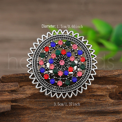 Vintage Ethnic Style Hollowed-out Flower Zinc Alloy Rhinestone Rings PS7884-1-1