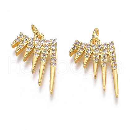 Brass Micro Pave Clear Cubic Zirconia Pendants ZIRC-Z008-33G-1