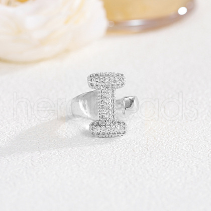 Brass Micro Pave Clear Cubic Zirconia Cuff Rings FS-WG4832E-18-1