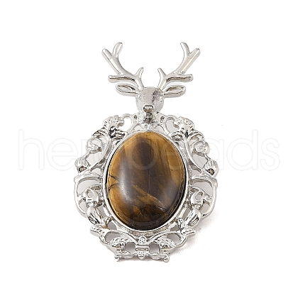 Natural Tiger Eye Pendants G-A226-02P-02-1