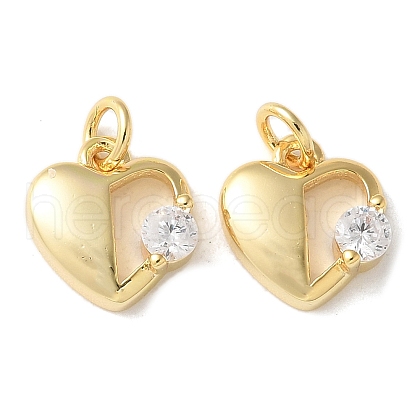 Brass Micro Pave Clear Cubic Zirconia Pendants KK-Q031-44G-06-1