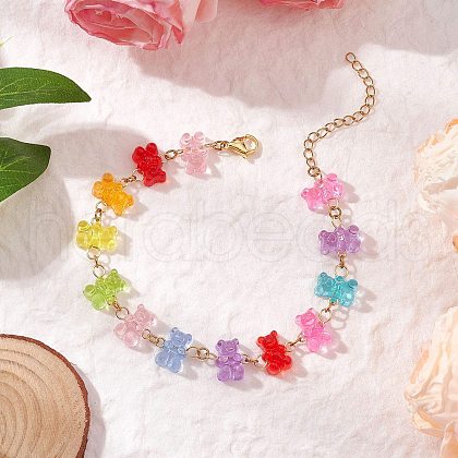 Transparent Acrylic Beads Link Bracelets for Women BJEW-JB11534-1