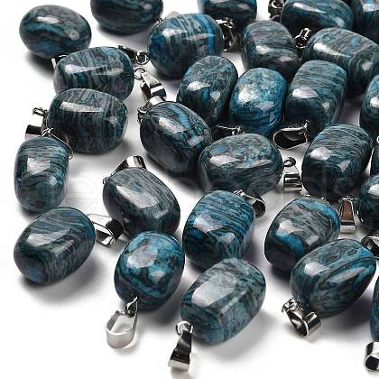 Natural Blue Agate(Dyed & Heated) Pendants G-Z067-03P-07-1