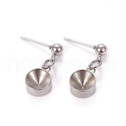 Non-Tarnish 201 Stainless Steel Stud Earring Settings X-STAS-L226-018E-P-1