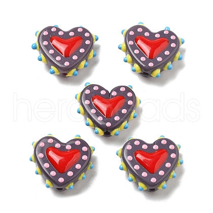 Handmade Lampwork Bumpy Beads Heart LAMP-V001-07A-1