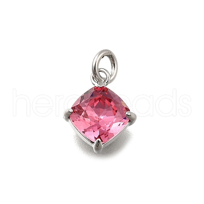 Rhombus Brass with Glass Charms KK-G525-02P-02-1