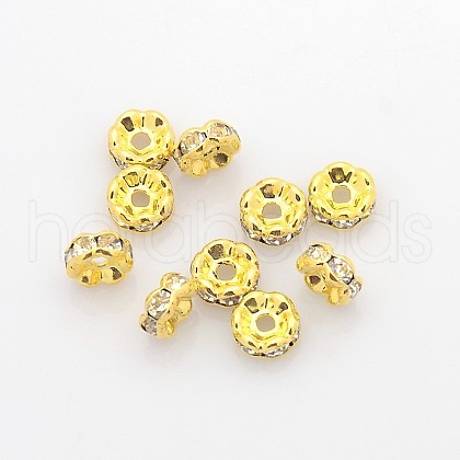 Brass Rhinestone Spacer Beads RB-A014-L6mm-01G-NF-1