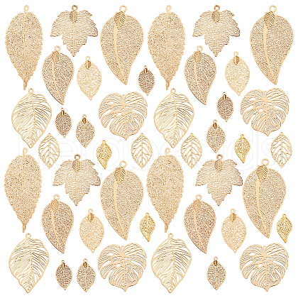   44Pcs 11 Style Brass Big Pendants KKC-PH0001-03-1