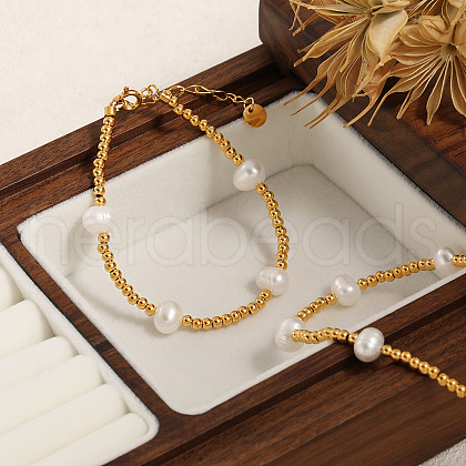 French Vintage Style Stainless Steel Round Beads Bracelets GT2390-1